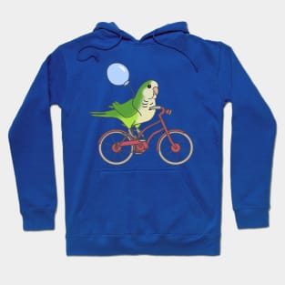 green quaker parrot on a bike Hoodie